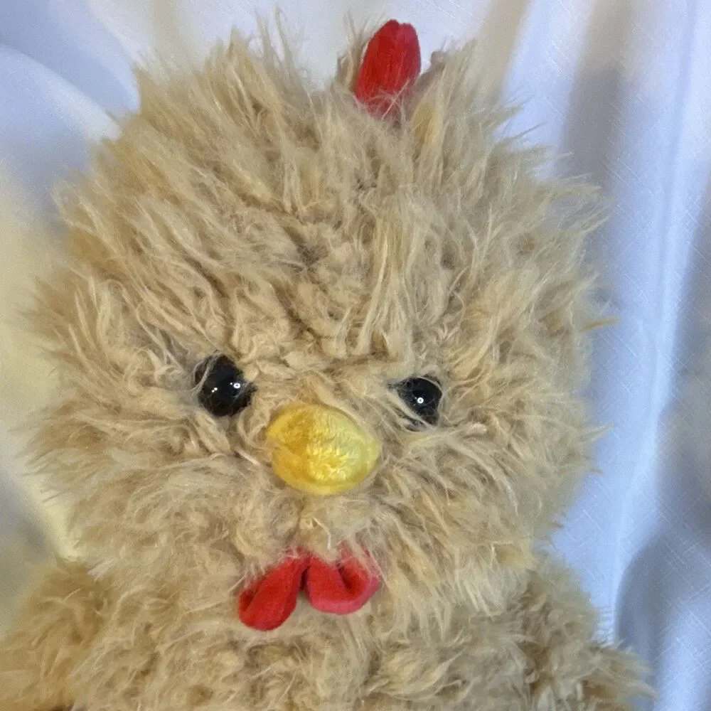 Hug Fun Chicken Plush Stuffed Animal Beige/Yellow/Red Small 16 in w/ Tags